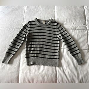 J. Crew Factory Crewcuts Gray and Navy Striped Crewneck Sweater